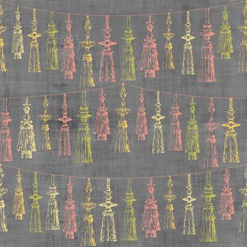 Tassel Design Texture Old Black green Teal Pink Gold