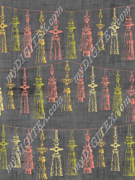 Tassel Design Texture Old Black Red Teal Pink Gold