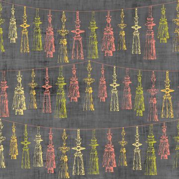 Tassel Design Texture Old Black Red Teal Pink Gold