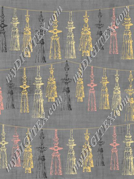 Tassel Design Texture Old Black Teal Pink Gold