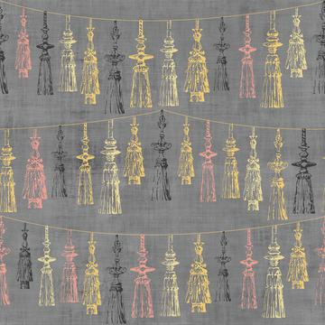 Tassel Design Texture Old Black Teal Pink Gold