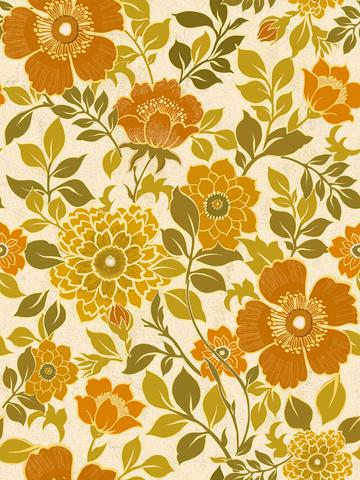 70s flowers retro vintage orange yellow flowers