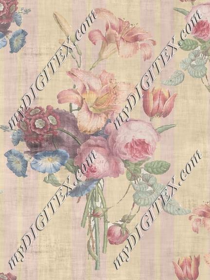 Floral Bouquet with Light Pink Stripe 1