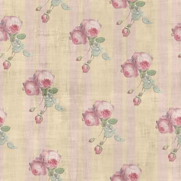 Floral Bouquet with Light Pink Stripe Small Rose Pattern