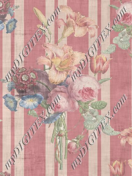 Floral Bouquet with Pink Stripe 1