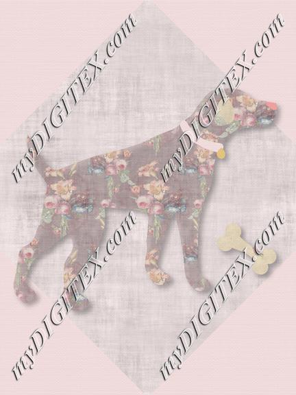 Floral Dogs Lab Pink Background 2