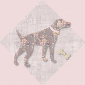 Floral Dogs Lab Pink Background 2