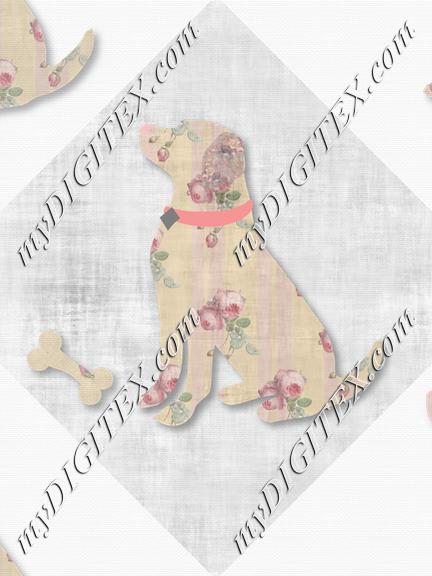 Floral Dogs Lab White Background