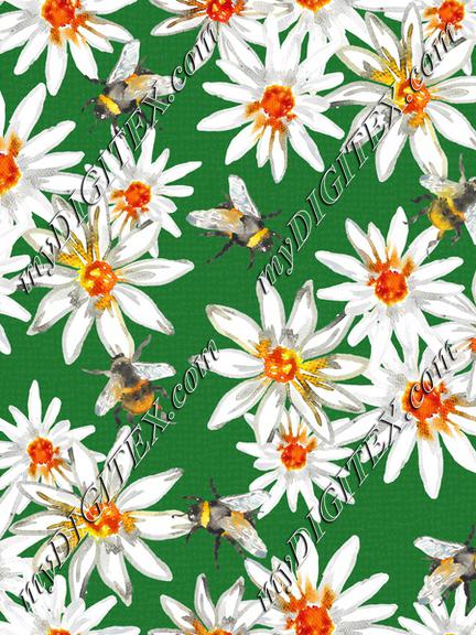 Bumblebees and daisys-Green