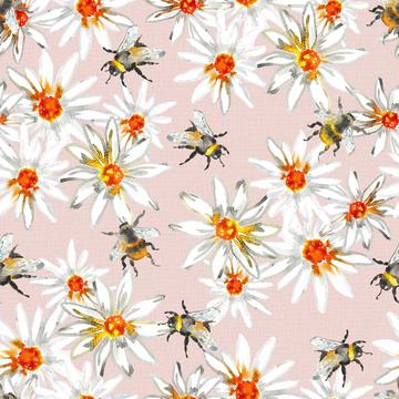 Bumblebees and daisys -Dust Pink