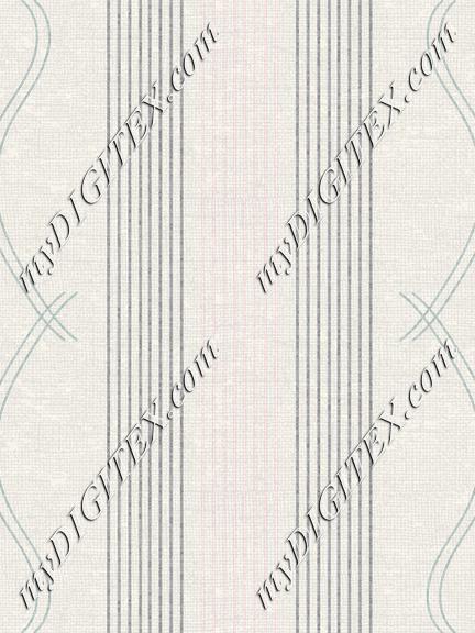Antique Traditional  Stripes Pink Gray Teal Cream Stripe