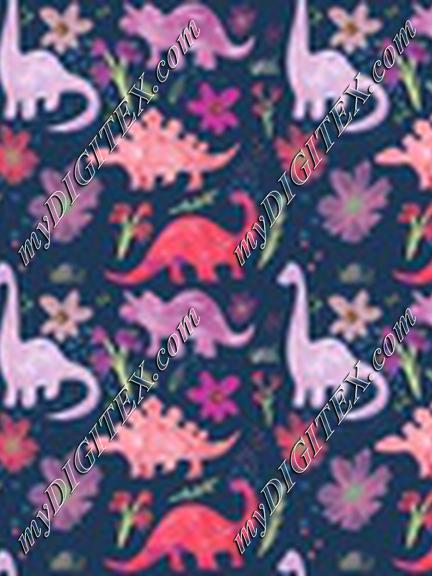 Dinosaur Flower Navy Small