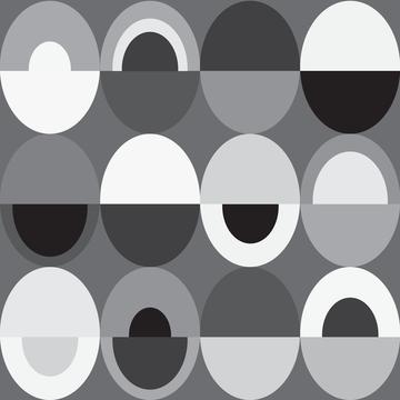 Oval Fun Neutral Grays Geometric Black White Gray Background