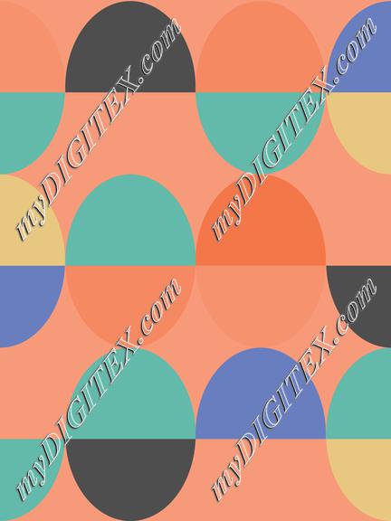 Oval Funky Colors Geometric Yellow Black Peach Periwinkle Teal Orange Gray Background