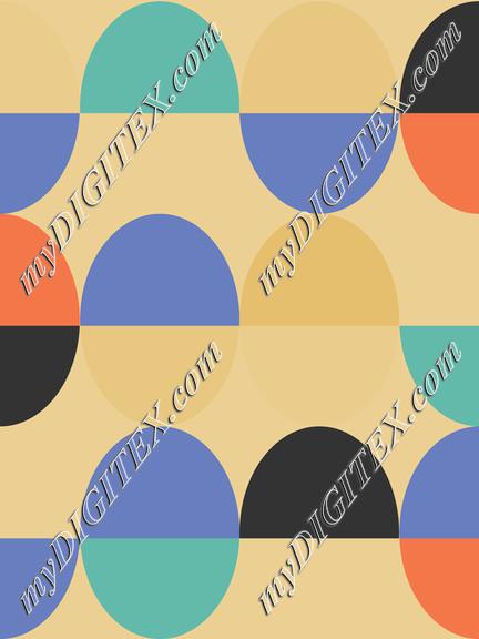 Oval Funky Colors Geometric Yellow Black Periwinkle Teal Orange Background