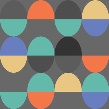 Oval Funky Colors Geometric Yellow Black Periwinkle Teal Orange Gray Background