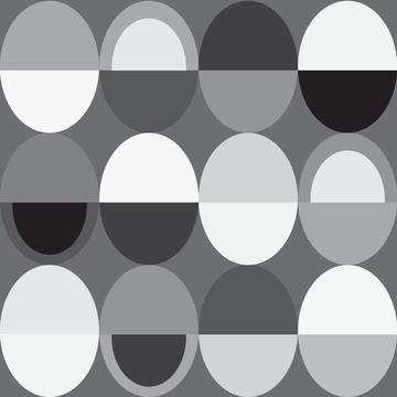 Oval Mid Century Neutral Grays Geometric Black White Gray Background