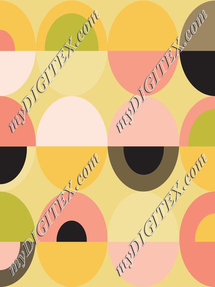 Oval Mid Century Pink Yellow Lime Green Black White Gray Background