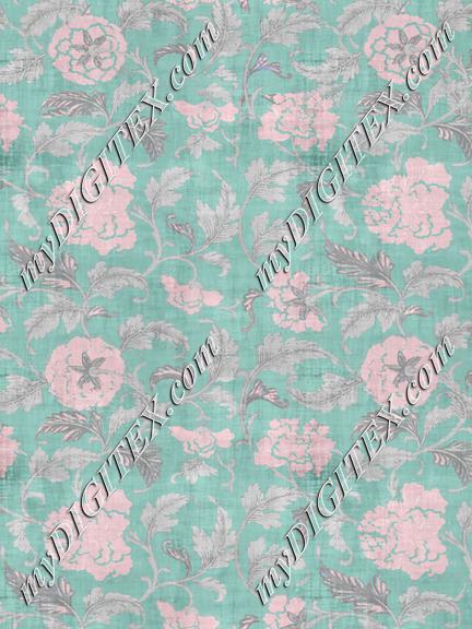 Dollhouse Wallpaper Tiny Teal Floral