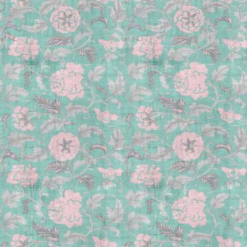 Dollhouse Wallpaper Tiny Teal Floral