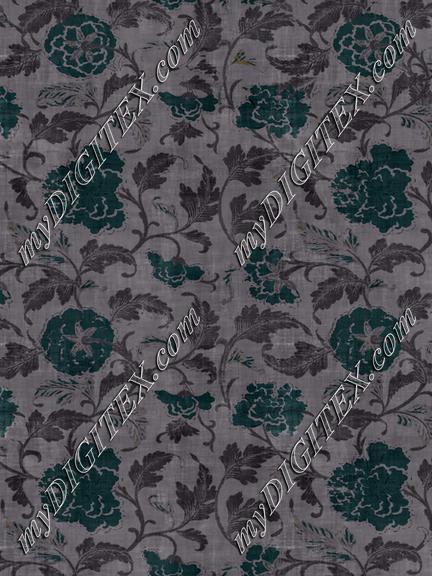 Vine Floral Gray Teal Antique Texture Overlay