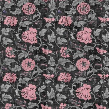Vine Floral Pink Gray-Green Black Antique Texture Overlay