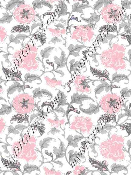 Vine Floral Pink Gray