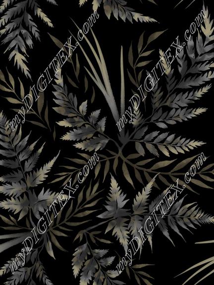 Watercolour Ferns - Black