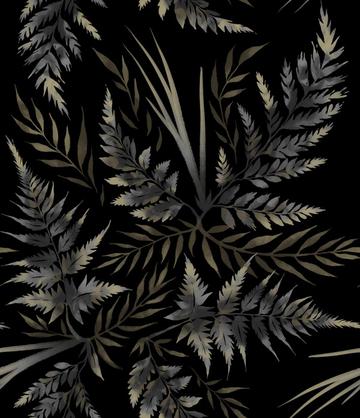 Watercolour Ferns - Black