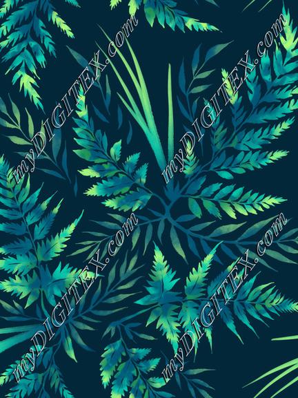 Watercolour Ferns - Emerald Green