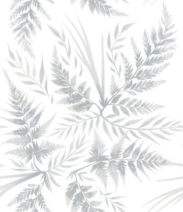 Watercolour Ferns - White Grey