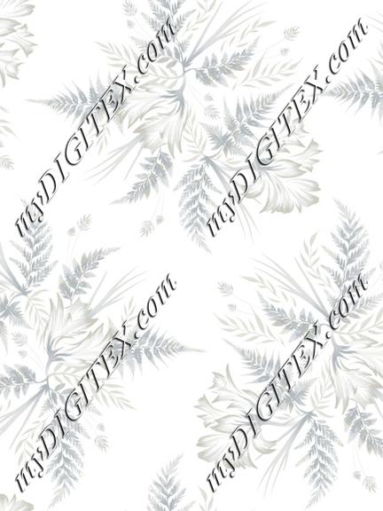 Ferns and Parrot Tulips - White Grey