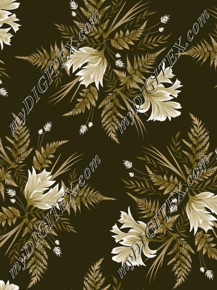 Ferns and Parrot Tulips - Olive Green White