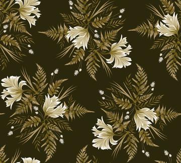 Ferns and Parrot Tulips - Olive Green White