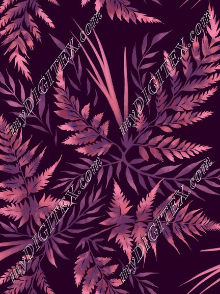 Watercolour Ferns - Purple