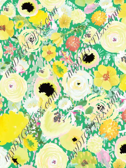 Yellow Green Watercolor Floral