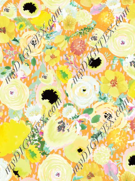 Yellow Orange Watercolor Floral