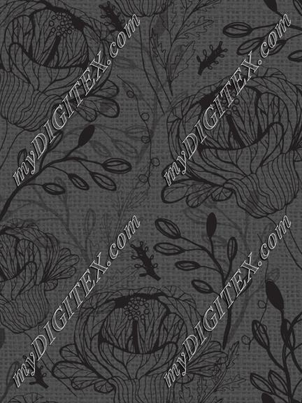 ranunculus floral black gray