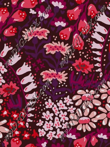 Vintage flower 20s wallpaper - reds on winred