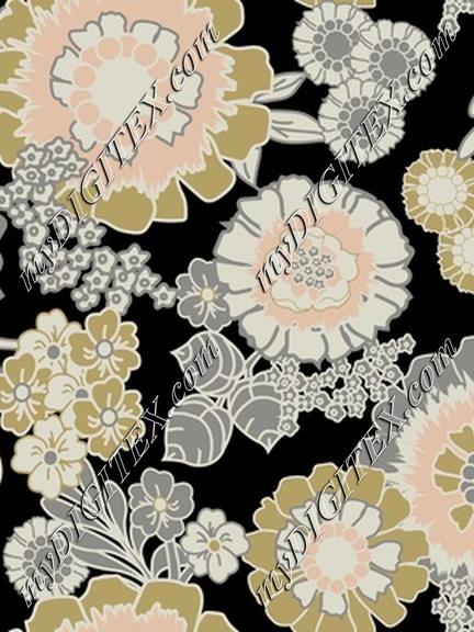 Vintage retro flower in grey, beige and pink