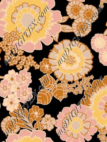 Vintage retro flower in rust, pink and yellow