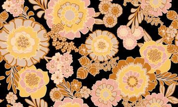 Vintage retro flower in rust, pink and yellow