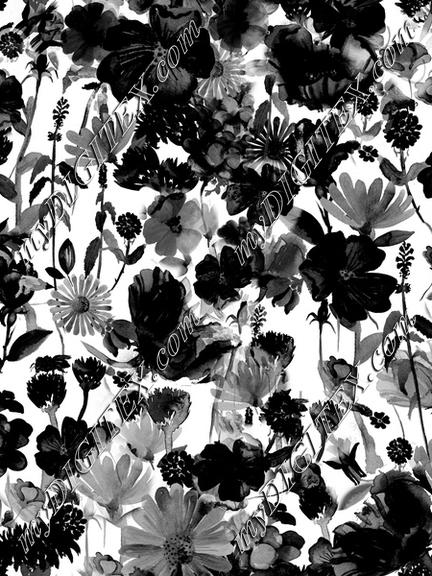 Watercolor Wildflowers Bees High Contract Black and White 2_230512_DUUG