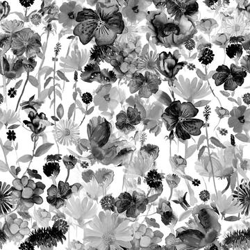 Watercolor Wildflowers Bees High Contract Black and White_230512_7M7H