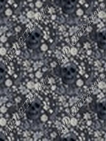Grey Skull White Floral Embroidery