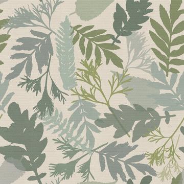 Leaf Collection Cream Greens Texture