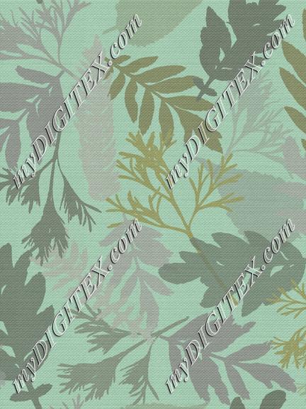 Leaf Collection Teal Background Texture