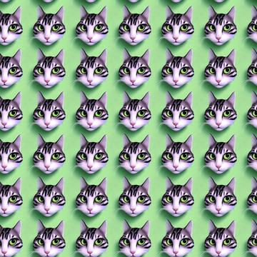 Cute cat on a green background