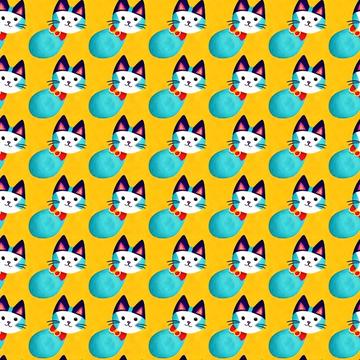 Cute cat on a yellow background