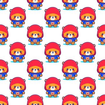 Bear with a hoodie on a white background pattern